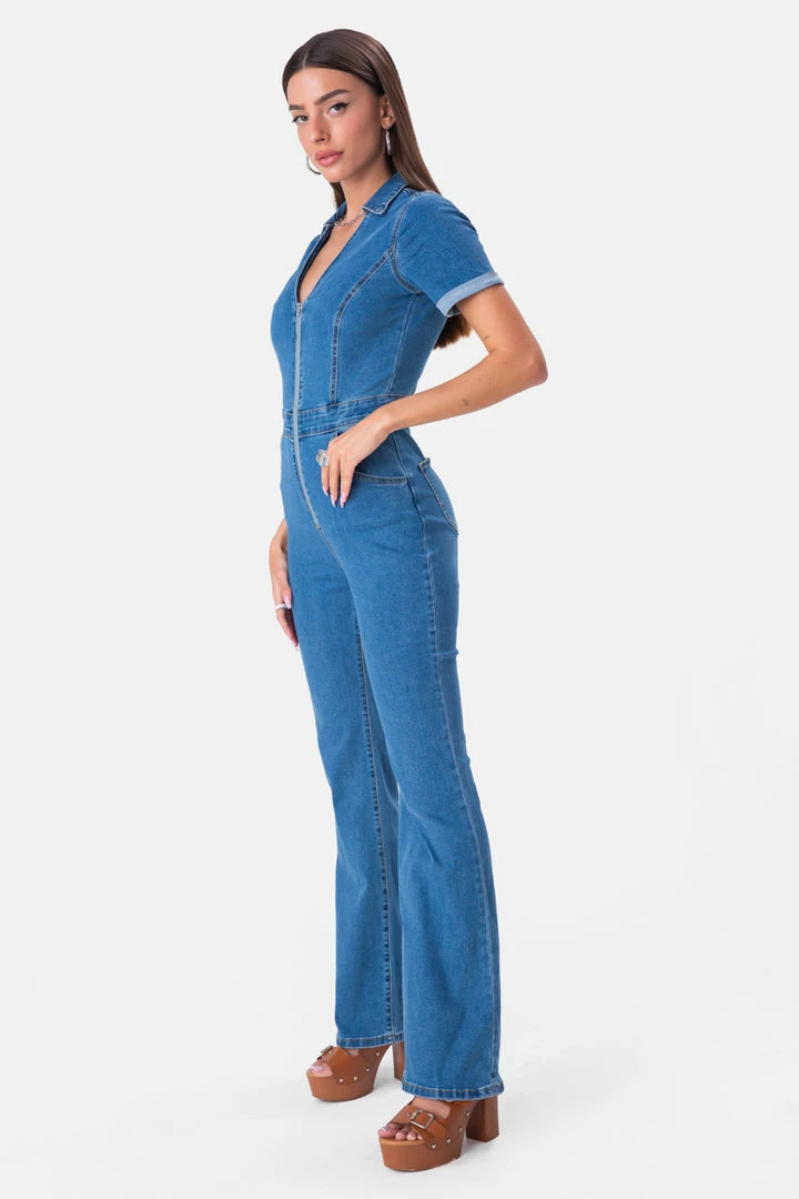 Coupon 👍 Adika Rosario Flared Denim Boilersuit 🤩 2 Adika Rosario Flared Denim Boilersuit