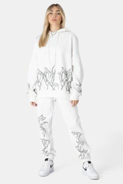 Adika Flames Diamante Detail Sweatpants