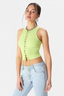 Best Pirce 👏 Adika Notting Lace-Up Ribbed Top Clothing 🥰 9 Adika Notting Lace-Up Ribbed Top Clothing