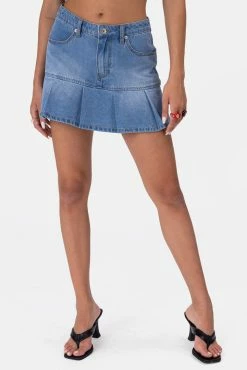 Adika O'Connor Pleated Denim Mini Skirt Clothing