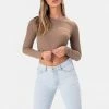 Adika OUTLET TOO MUCH Embroidered Ribbed Crop Top