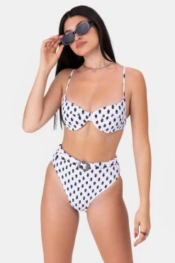 Adika Dotix High Waist Shirred Bikini Bottom