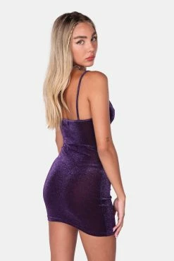 Adika Party Animal Sheer Glitter Mini Dress New