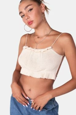 Adika Almond Knitted Crop Top