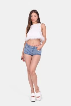 Adika New Bazaar Feather Hem Crop Top
