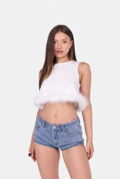 Adika New Bazaar Feather Hem Crop Top