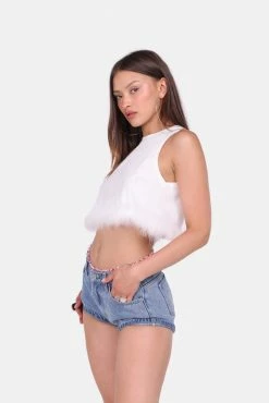 Adika New Bazaar Feather Hem Crop Top