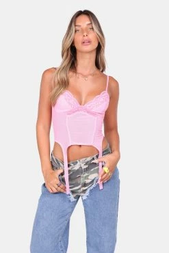 Adika Cobalt Suspender-Hem Corset Top