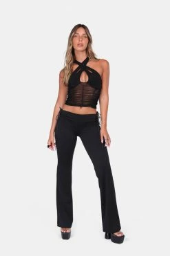Adika Minaj Lace-Up Flared Pants New