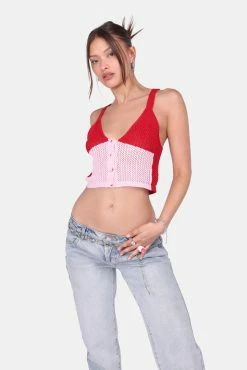 Adika Hodges Buttoned Crochet Cami Top