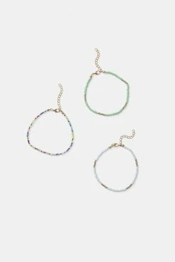 Adika Fiorella 3-Pack Beaded Anklets New