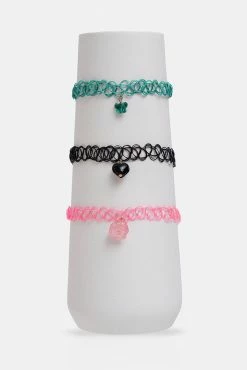 Adika Humphrey 3-Pack Pendant Lace Chokers New