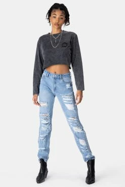 Adika STRESSED OUT Embroidery Cropped Tee