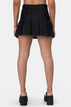 Deals 👏 Adika Slam Pleated Denim Mini 👗 Skirt Clothing ❤️ 8 Adika Slam Pleated Denim Mini Skirt Clothing
