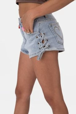 Adika Safford Side-Tie Denim Shorts