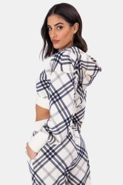 Adika Y2K Fever Tarts Cropped Plaid Hoodie