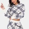 Adika Y2K Fever Tarts Cropped Plaid Hoodie