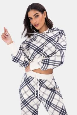 Adika Y2K Fever Tarts Cropped Plaid Hoodie
