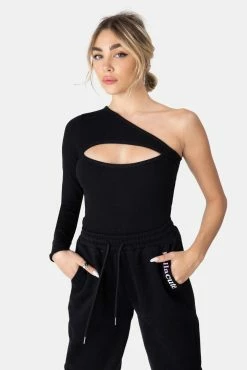 Adika Ribbed One-Shoulder Cut-Out Top