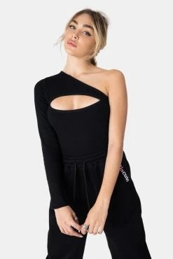 Adika Ribbed One-Shoulder Cut-Out Top