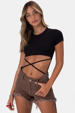 Adika Ritchie Crisscross Cut-Out Bodysuit