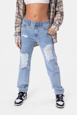 Adika Nash Rhinestone Detail Ripped Jeans | MOM