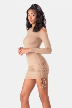 Adika Blairie Cold-Shoulder Ruched Mini Dress
