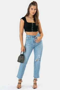 Adika OUTLET RECYCLED Ribbed Top With Hook And Eye