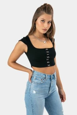 Adika OUTLET RECYCLED Ribbed Top With Hook And Eye