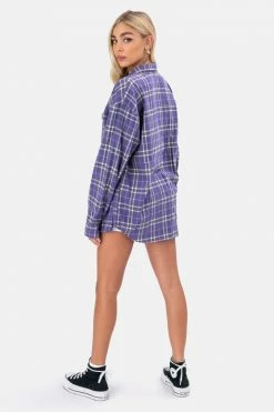 Discount 😀 Adika OUTLET Slash Oversize Plaid 👕 Shirt 💯 7 Adika OUTLET Slash Oversize Plaid Shirt