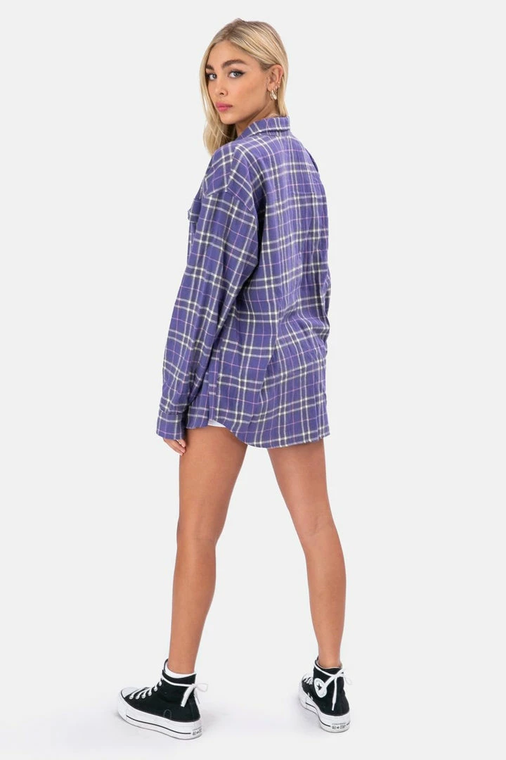 Discount 😀 Adika OUTLET Slash Oversize Plaid 👕 Shirt 💯 3 Adika OUTLET Slash Oversize Plaid Shirt