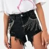 Adika Clothing Halo Rhinestone Denim Shorts