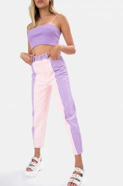 Adika Cranberry Color Block Jeans | STRAIGHT