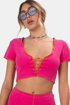 Adika Garrix Tie-Front Crop Top