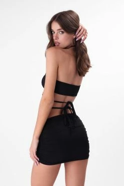 Adika Glashing Waist-Tie Mini Skirt New