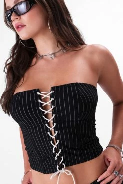 Adika New Astral Pinstripe Strapless Top