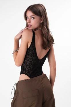 Adika Flapper Plunge Lace Bodysuit Clothing