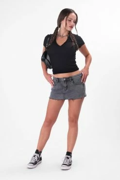 Adika Snapper Button Placket Ribbed Tee New