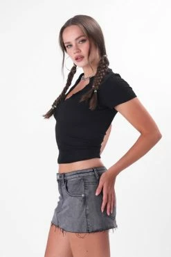 Top 10 😉 Adika Snapper Button Placket Ribbed Tee New ❤️ 9 Adika Snapper Button Placket Ribbed Tee New