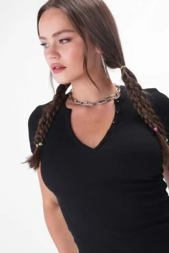 Top 10 😉 Adika Snapper Button Placket Ribbed Tee New ❤️ 8 Adika Snapper Button Placket Ribbed Tee New