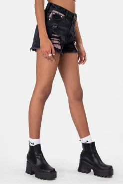 New 😉 Adika Fix Plaid Detail Denim Shorts ✨ 7 Adika Fix Plaid Detail Denim Shorts