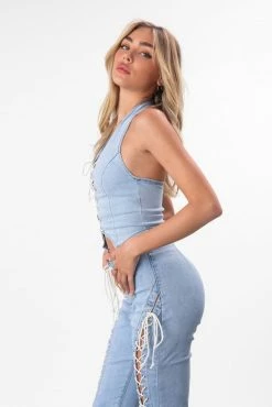 Adika Martins Halter Denim Top Clothing