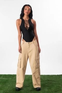 Adika Banderas Lace-Up Bodysuit Clothing