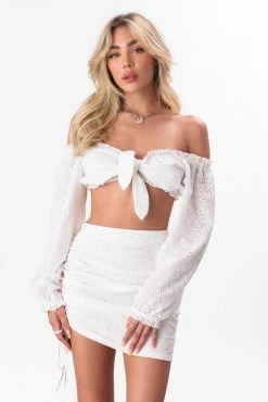 Adika Broderie Anglaise Off-Shoulder Crop Top