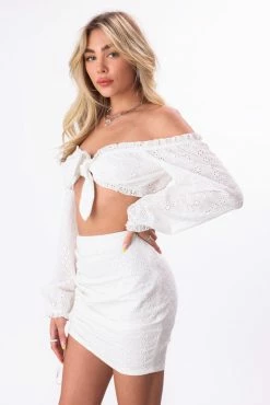 Adika Broderie Anglaise Off-Shoulder Crop Top
