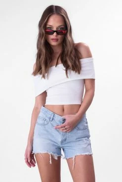 Adika Vivid Fringed Denim Shorts Clothing