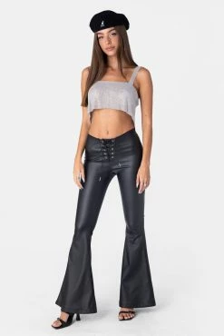 Adika Clothing Chat Lace-Up Faux Leather Pants