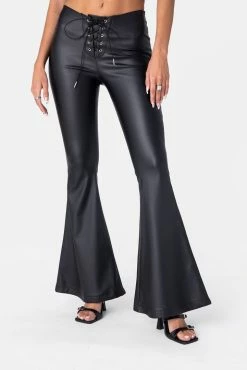 Adika Clothing Chat Lace-Up Faux Leather Pants