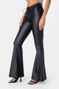 Adika Clothing Chat Lace-Up Faux Leather Pants