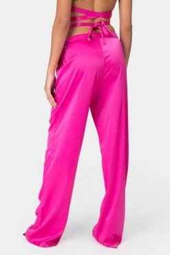 Adika Sullivan Satin-Finish Wide Pants